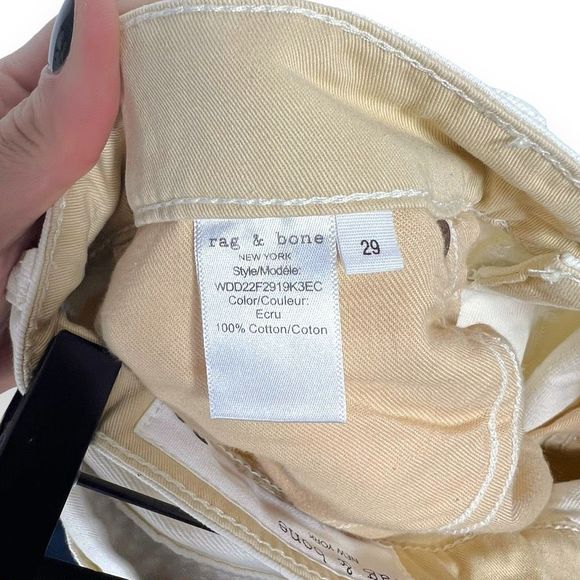 Rag & Bone Sofie Two-tone Frayed High-rise Wide-leg Jeans Ecru White Size 29 - Picture 12 of 13